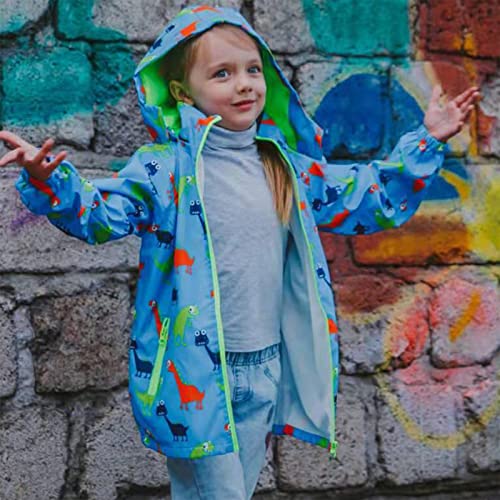 Image of HZXVic Toddler Boys Raincoat Waterproof,Lightweight Kids Rain Poncho Jacket Windbreaker Outwear Coat
