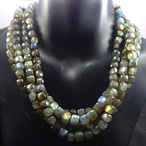 Labradorite véritable en perles box briolette de 7x9mm pour joaillerie fine