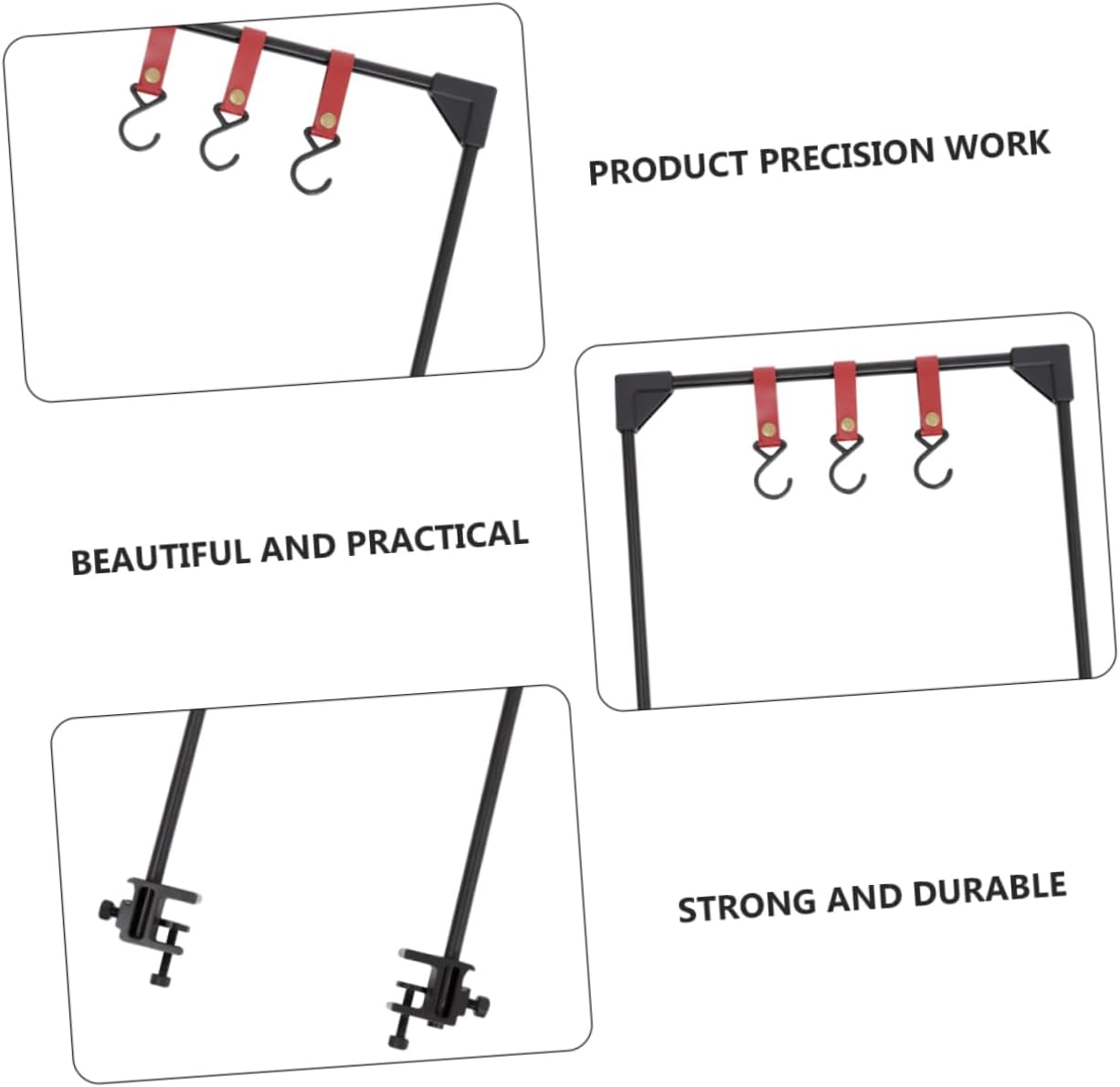 1set Versatile Black Desktop Light Hanger for Camping Aluminum Alloy Hook for Outdoor Use Compact and Easy to Store Camping Supplies