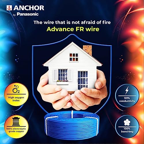 Image of Anchor by Panasonic Advance FR 90m 1 sq.mm Electric Wire, PVC Insulated Class 2 Conductor (100% Copper), Anti-Rodent & Flame Retardant Wire for Domestic & Industrial Use (27390BK)