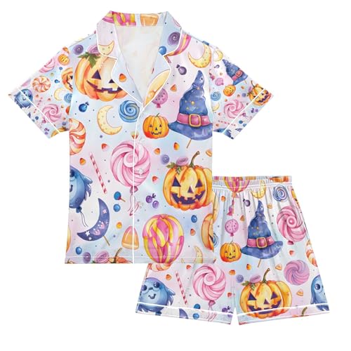 senya Magic Hat Candy Satin Summer Pajama Sets Silk Short Sleeve Button Down Sleepwear