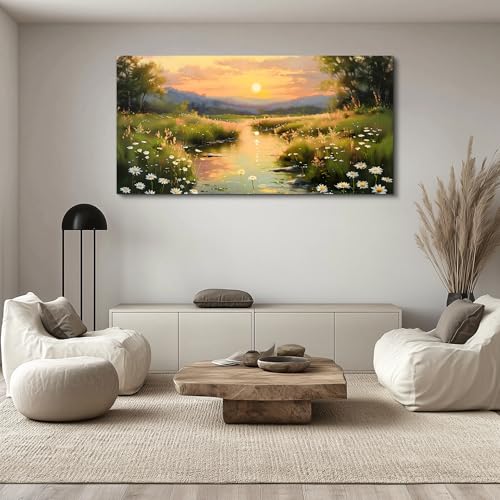 KELIYUAN Canvas Wall Art For Living Room Bedroom Wall Decor For Office Farmhouse Mural Retro Rural Landscape Painting Artwork Pictures Dining Room Hallway Home Decoration Ready To Hang 20x40 In