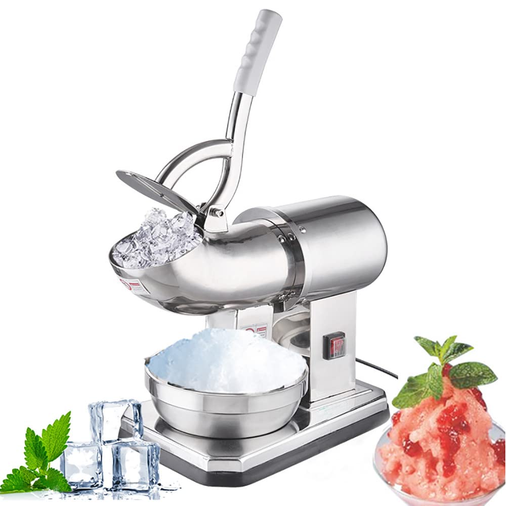 Electric Ice Shaver, 200W Ice Crusher Snow Smoothie Machine, Stainless Steel Shaved Ice Machine, Dual Blades, 95Kg/H Ice Shaving Capacity, Efficiency and Rapidity, for Home and Commercial Use