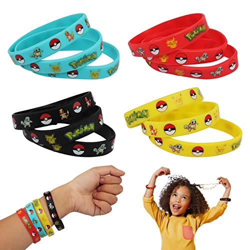 Gxhong Bracelet en Silicone pour Enfants, Bracelets Caoutchouc, Bracelets pour Fête d'anniversaire, Articles de fête, Enfants et Adultes Party Celebration, 12 Pièces Cover