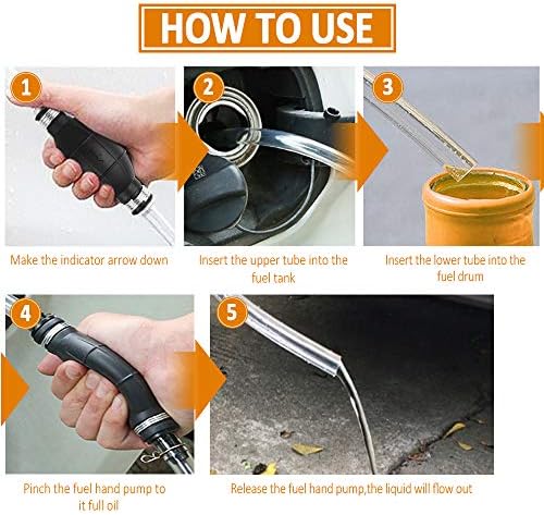 2 PCS Fuel Water Siphon Hand Pump,Portable Car Fuel Transfer Siphon Manual Hand Pump for Gas Gasoline Petrol Oil Diesel Liquid Water Fish Tank