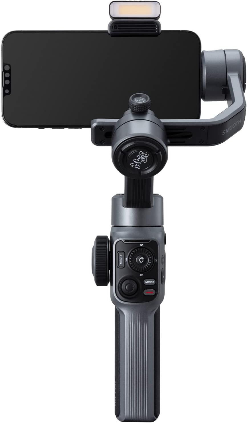 Zhiyun Smooth 5S Gimbal Stabilizzatore portatile per smartphone a 3 assi per iPhone e telefono Android con luce di riempimento LED integrata per Vlogging YouTube TikTok, grigio (versione combinata) - Immagine 4