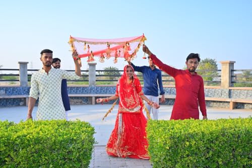 Image of Bridal Net Chunari Dupatta for Wedding Entry & Ceremony | Traditional Red Bridal Chunni for Dulhan, Marriage Functions & Ethnic Wear | Pack of 1