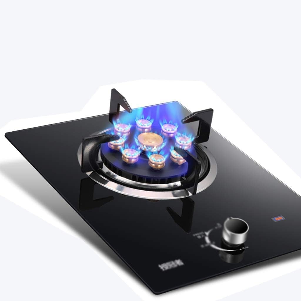 Gas Hob Cooker Black Glass Built-in Gas Cooktop|Table-Top Single Burners|5.2KW Fierce Fire|Thermocouple Flameout Protection [Energy Class A](Lpg)