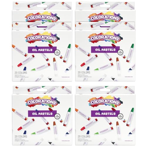 Colorations Oil Pastels , 20 Colors Per Set, 6 Sets, Easy to Grip Hexagonal Shape, Smooth Application, Non Toxic