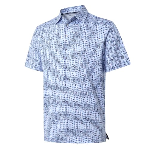 Golf Shirts for Men Dry Fit Short Sleeve Print Performance Moisture Wicking Polo Shirt