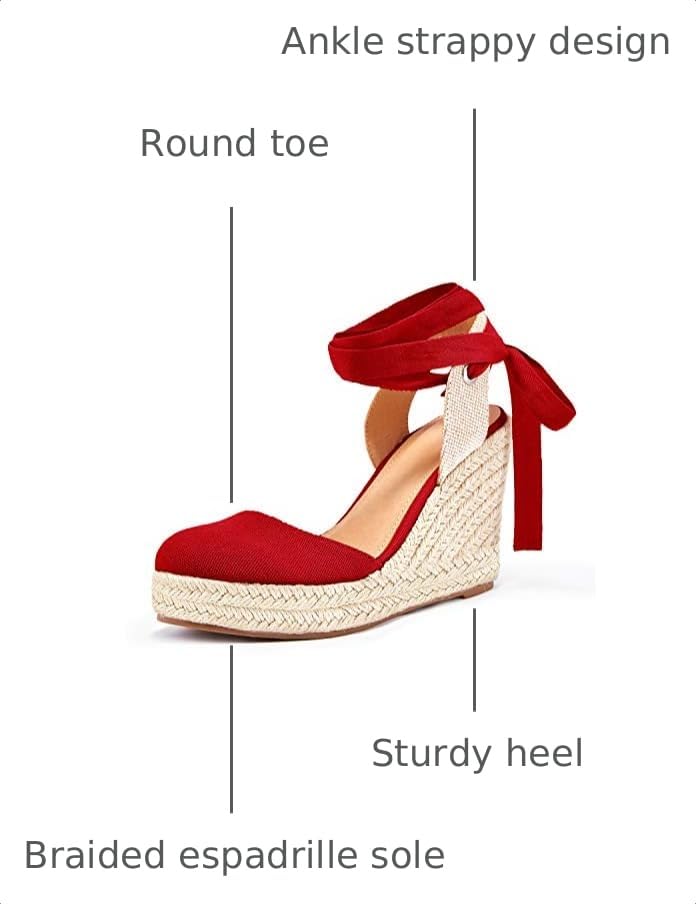 Image of FISACE Womens Summer Espadrille Heel Platform Wedge Sandals Ankle Buckle Strap Closed Toe Shoes
