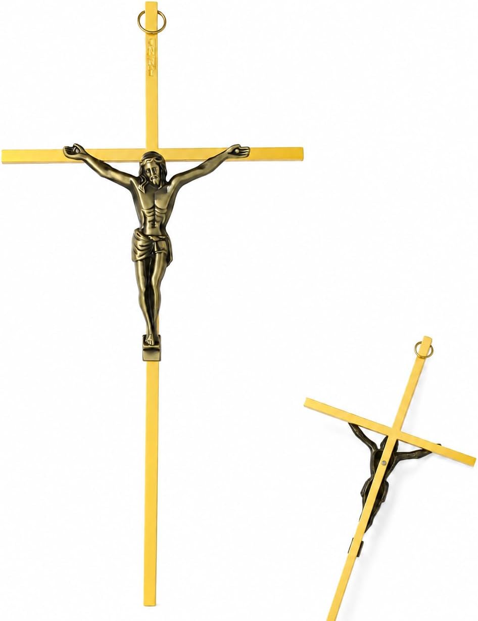 Crucifix Wall Cross,10 x 4 Inch Silver Catholic Crucifix for Wall Display