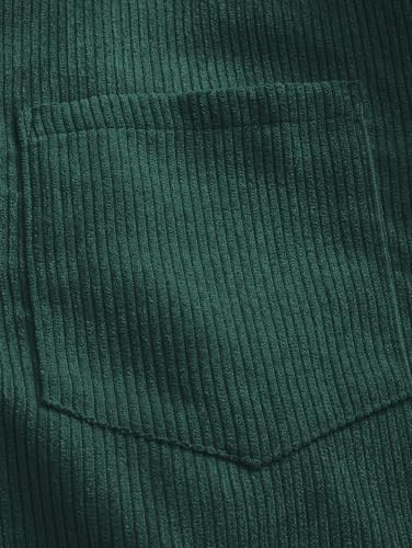 ZAFUL Men's Corduroy Shirts Solid Color 2025 Fall Half Button Long Sleeves Polo Shirt Casual Work Collared Shirt with Pocket4