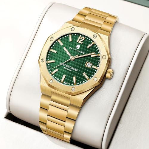 Image of BY BENYAR SAPPHERO Watches for Men 100M Waterproof Chronograph Mens Watch Analog Quartz Movement Wrist Watch Stainless Steel&Leather Strap