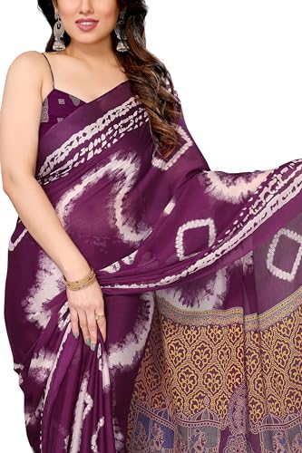 Image of MIRCHI FASHION Saree for Woman Chiffon Shibori Printed | Lightweight Regular Use and Professional Office Sari with Blouse Piece