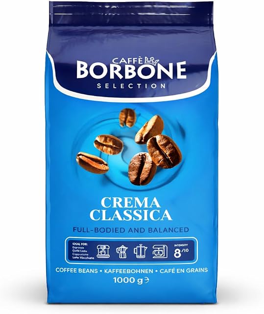Caffe Borbone Whole Bean Coffee, Crema Classica, Medium Roast, Arabica and Robusta Blend, Rich and Velvety, Roasted and Freshly Packaged in Italy - 2.2 Pound Bag