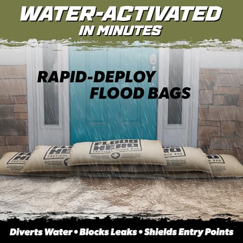 Image of Flood Hero 2 x 1 ft Water Activated Sandbags - 6 Pack Flood Bag Barriers
