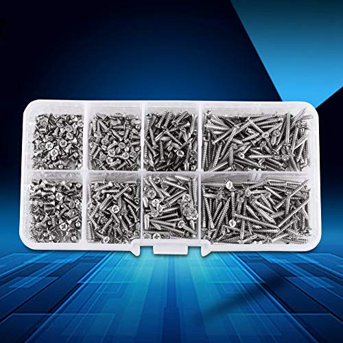 Set de 800 tornillos autorroscantes M2 cabeza plana miniatura 5