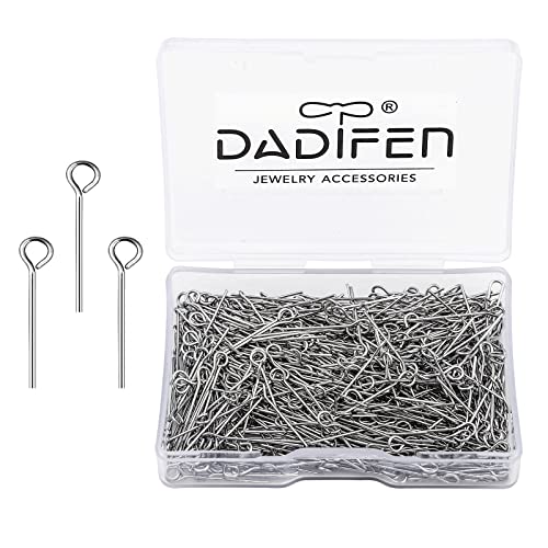 Dadifen 304 Stainless-Steel Eye Pins For Jewelry Making Silver Head Pins 24 Gauge 0.6X20Mm 600Pcs/Box Open Eye Pins For Diy Making Earring Necklace Bracelets Dangle Charm Jewelry Findings Eyepins #TOP26