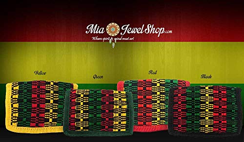 Mia Jewel Shop Rasta Woven Striped Slim Soft Trifold Wallet Coin Purse with Card Slots - Womens Unisex Fashion Handmade Bags Boho Travel Accessories (Red)4