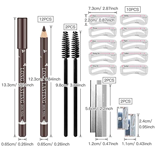 Lokfar 12 Pcs Eye-Brow Pencil Set, Waterproof Eyebrow Pencil Microblading Eyebrow Pen Supplies Kit, Eyebrow Tattoo Makeup With 2 Sharpener, 10 Brow Stencils And Eyebrows Essential Tools (Dark Brown) #TOP1