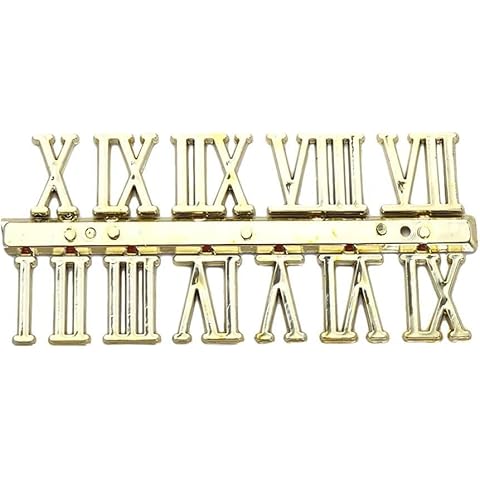 SquarezhenBo 1 Set Roman Numerals Gold Clock Numerals Kit,Clock Parts Digital Clock Numbers Roman Numerals Arabic Number for Replacement Repairing Clock,Clock Movements Clock Hardware Cover