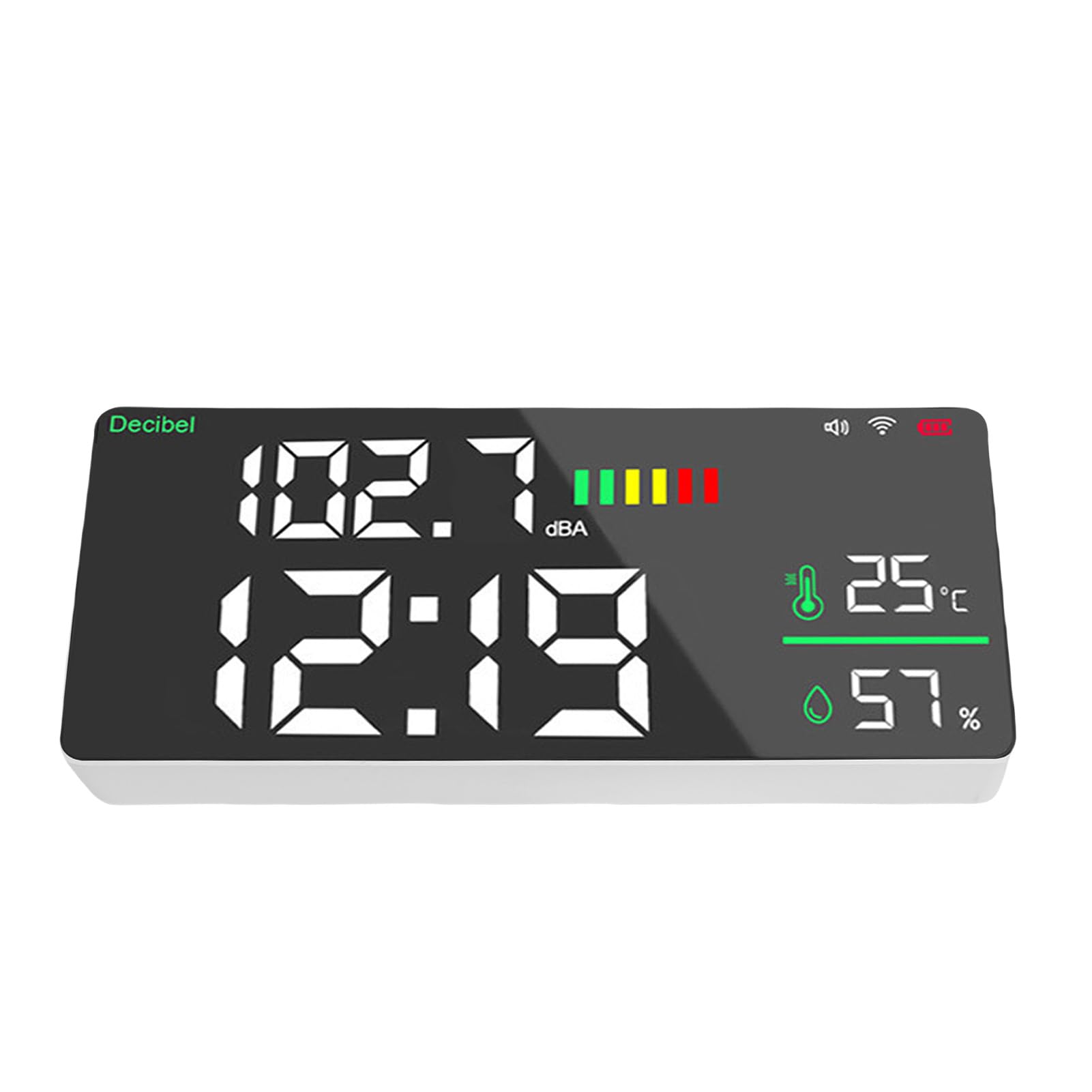 Cocoarm Medidor de Nivel de Sonido, Pantalla LED Grande, Medidor de Decibelios Digital, Probador de Ruido Multifunción para Uso Doméstico, de Estudio y de Fábrica