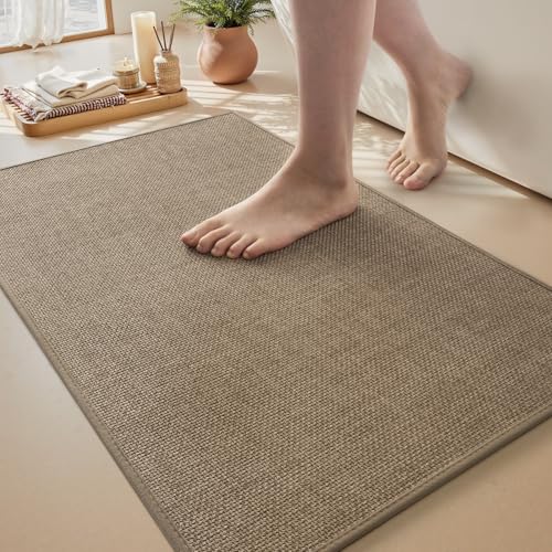 MontVoo Bath Mat Rug-Ultra Thin Non Slip Bath Mats for Bathroom Mat Quick Dry, Rubber Backing Washable Bathroom Rugs Fit Under Door, Absorbent Bath Rugs for Floor,17