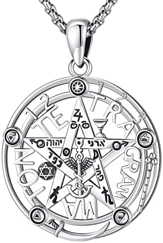 Eusense Pentagram Necklace Triple Moon Goddess Pendant 925 Silver Cats Necklaces Wiccan Amulet Witch Pagan Jewellery Talisman Gift for Men Women