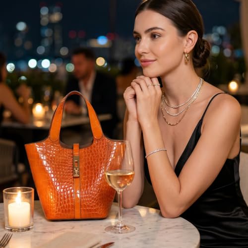 Image of Tote Bag for Women Vegan Leather Bucket Purse for Women Top Handle Handbag Shoulder Bag with Detachable Small Purse
