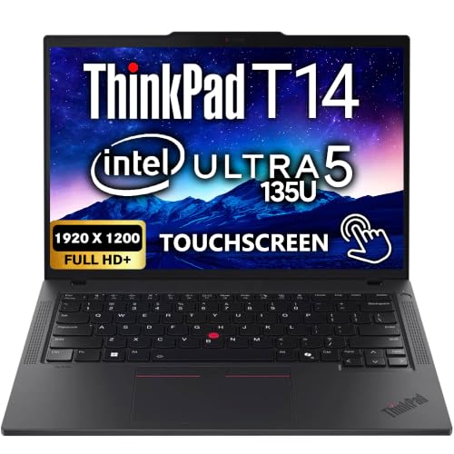 Image of Lenovo ThinkPad T14 Gen 5 Business Laptop 14 inch FHD+ Touchscreen IPS Display, Intel Ultra 5 135U, 64GB DDR5 RAM, 1TB SSD, 5MP FHD Webcam, Backlit KB, Wi-Fi 6E, 2 Thunderbolt 4, AI PC