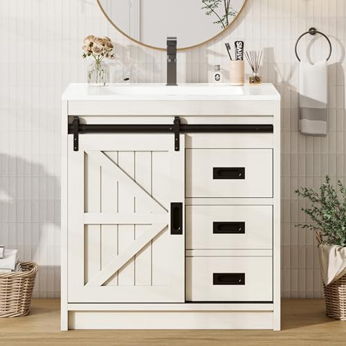 AMERLIFE Farmhouse Bathroom Vanity with Sink Combo,...