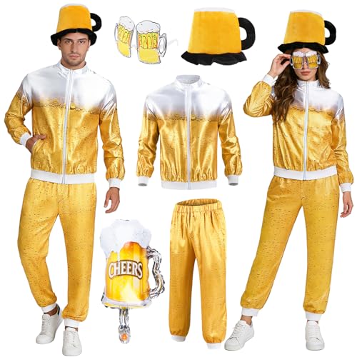 Kitimi Déguisement de bière pour adulte, Costume de Bière 80 90 Homme Femme, Costume Survêtement, Déguisement Annee 80 Jogging, pour Carnaval Soirée,...