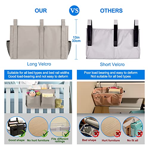 Surblue-Bedside-Caddy-Hanging-Bed-Organizer-Storage-Bag-Pocket-for-Bunk-and-Hospital-Beds-College-Dorm-Rooms-Baby-Bed-Rails-Camp-8-Pockets-Large-Gray