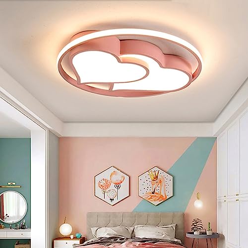 Plafonnier LED enfant rose en forme de cœur réglable avec télécommande