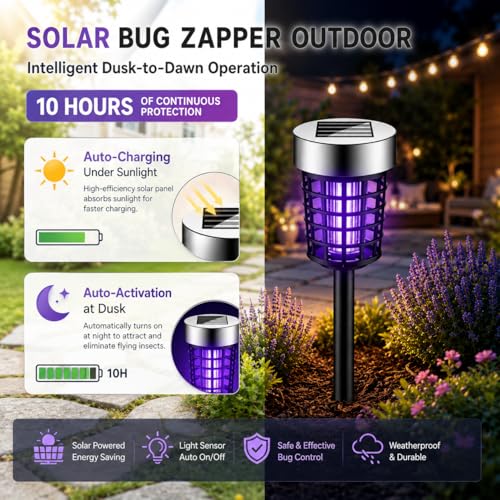 Image of 2026 Bug Zapper Solar Mosquito Zapper Outdoor 4PCS