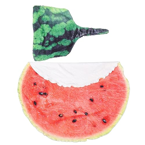 FOMIYES 1Set Watermelon Flannel Blanket with Cap Soft for Boy Girl Lightweight and Cozy Blanket with Matching Beanie Hat