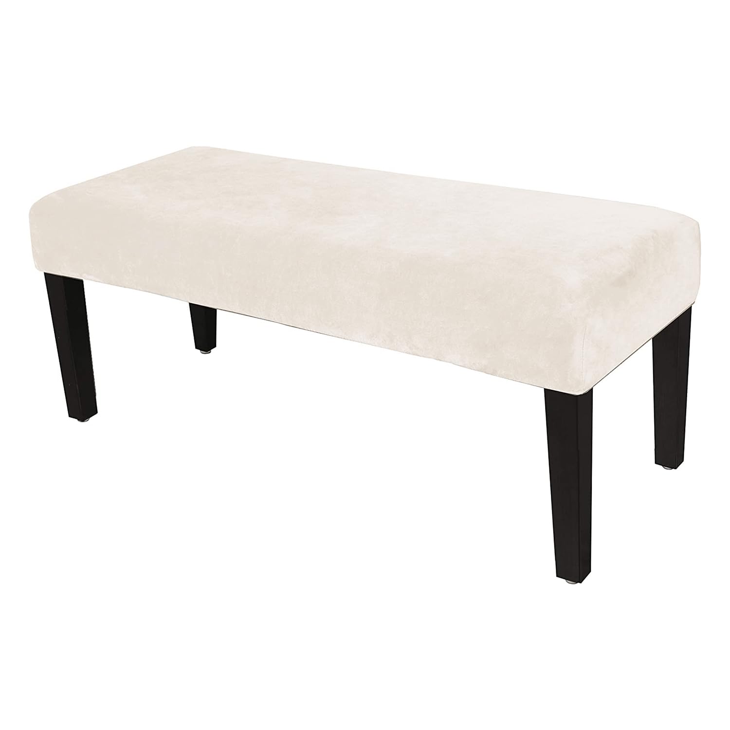 GERLNF Dining Bench Cover Velvet Slipcover for Living Room Washable Ottoman Cover Seat Protector for Bedroom, Kitchen (L,Beige)