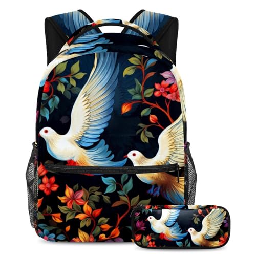 Art Bush with Dove 51 Ensemble cartable grand sac à dos et trousse