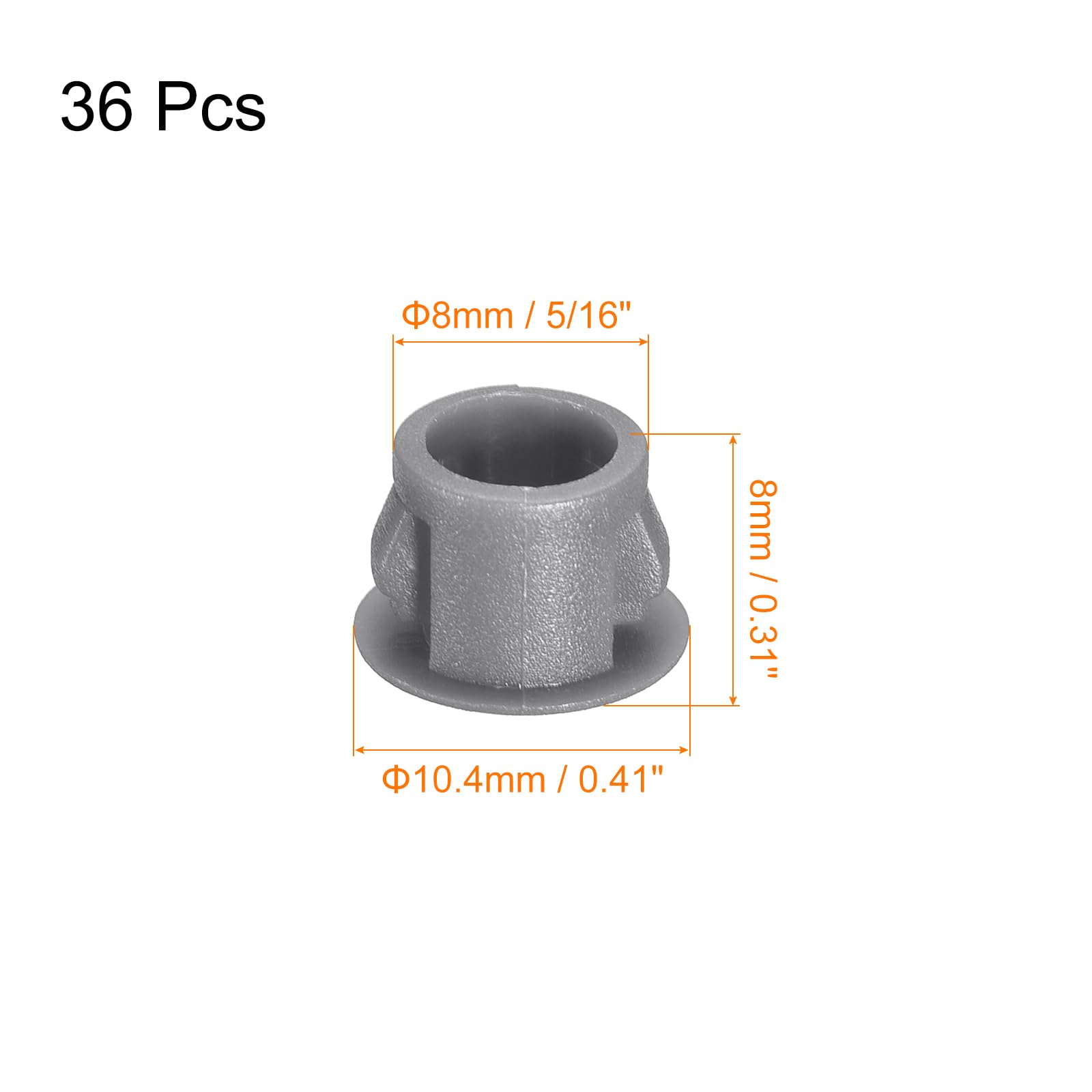QUARKZMAN Tappi per Fori in Plastica 8mm (5/16"), 36pz Tappo di Copertura in Plastica Tipo a Incasso, Tappi di Chiusura Rotondi per Mobili, Inserti per Estremità Pannelli, Grigi