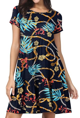 Image of levaca Womens Summer Casual Dresses Beach Coverup Loose Short Sleeve T Shirt Dress 2025 Midi Outfit Sundress