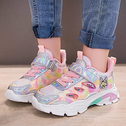 Iwihmiv Toddler Girl Athletic Shoes Tennis Running Shoes Breathable Lightweight Non-Slip Athletic Walking Shoes（Pink,11 #TOP1