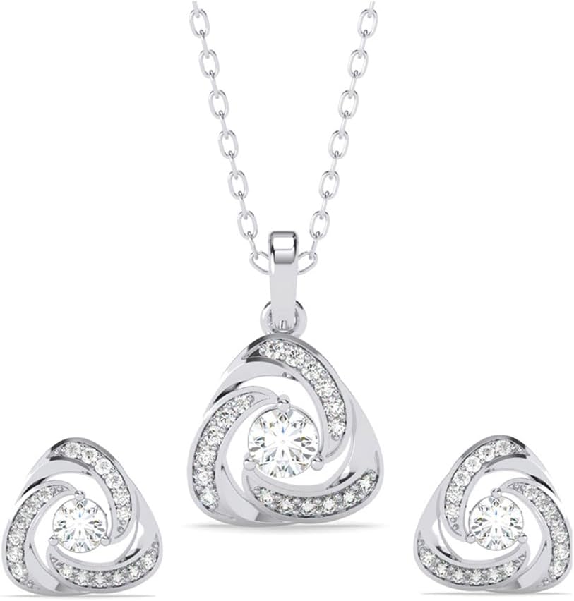 - 925 Silver Bianca Pendant Earrings Chain Bracelet Ring for Women