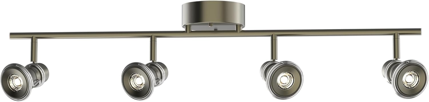 4-Light Dimmable LED Track Lighting Kit, Industrial Gunmetal Flush Mount Ceiling Spotlight, Adjustable Heads with Directional Lighting (LED Bulbs Included)