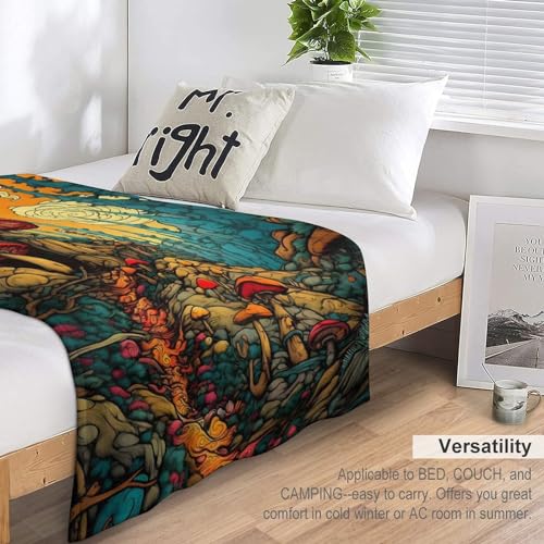 Couverture polaire champignon 3D douce et légère pour lit et canapé