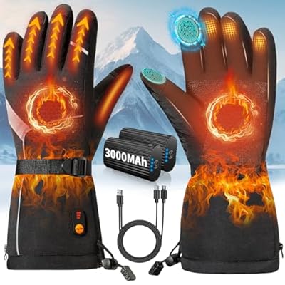 Heated Gloves for Men Women, Rechargeable Heated Gloves with 7.4V 6000mAh Battery, Waterproof & Upgrade Non-Slip with Touchscreen,Heated Work Gloves for Motorcycling/Skiing/Hunting/Outdoor Work,Medium