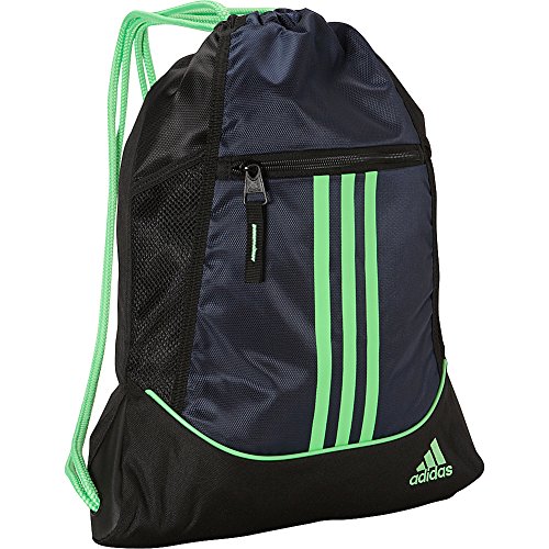 Image of adidas Alliance II Sackpack, Collegiate Navy /Flash Green, 18 x 13.75-Inch