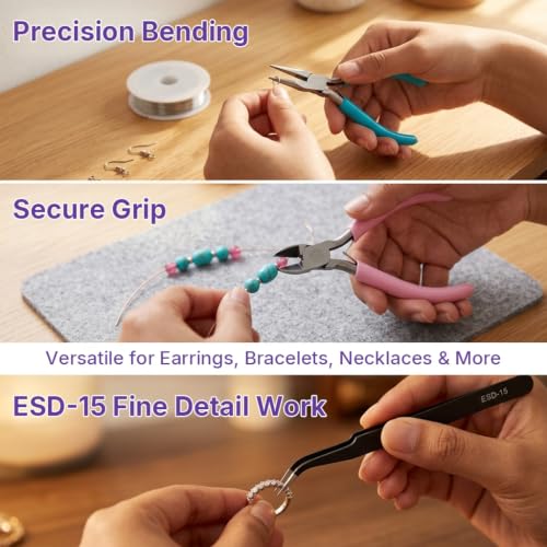 Image of 7pcs Jewellery Making Tools Kit Jewelry Pliers Tweezers for Crafting Beading Project