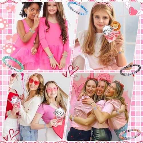 Image of CZWZ 36 Pack Valentine's Day Cards for Kids School Bulk, 18 Styles Friendship Bead Bracelets with Class Valentines Day Gifts Animal Design Valentines Cards for Kids Classroom
