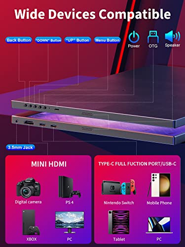 2.5K 120Hz Portable Monitor, 16" 2560X1600 Ips Gaming Laptop Monitor, Dual Usb C Hdmi Game Play Second Screen Computer Display With Speakers, Travel Monitor For Pc Phone Ps4/5 Xbox Switch Steam Deck #TOP6